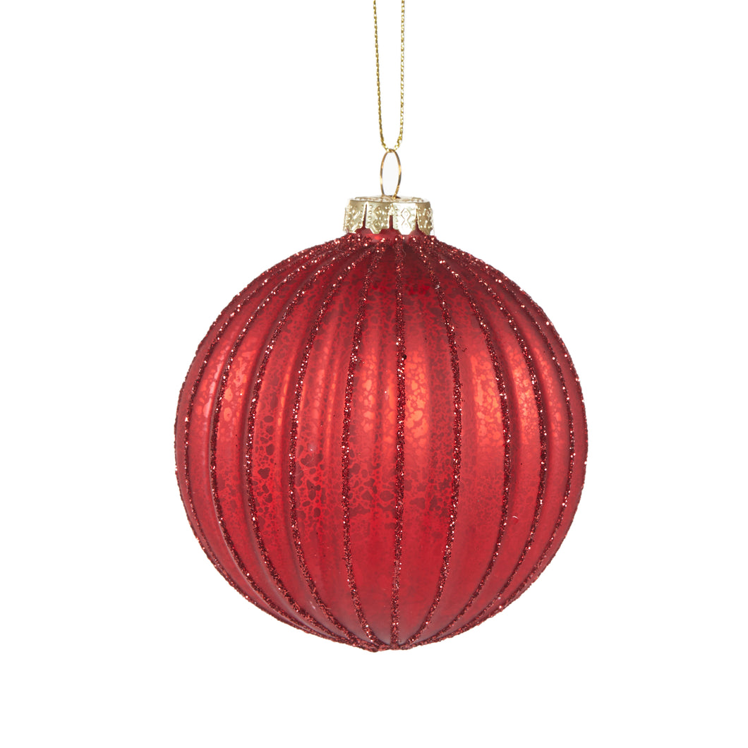 Matte Red Ribbed Bauble