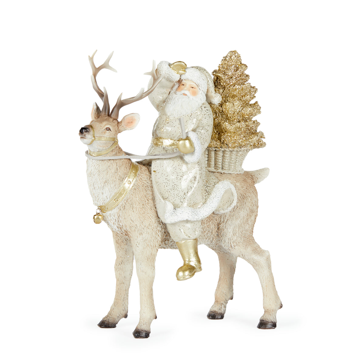 Metalic Woodland Santa On Reindeer – Holly & Ivy