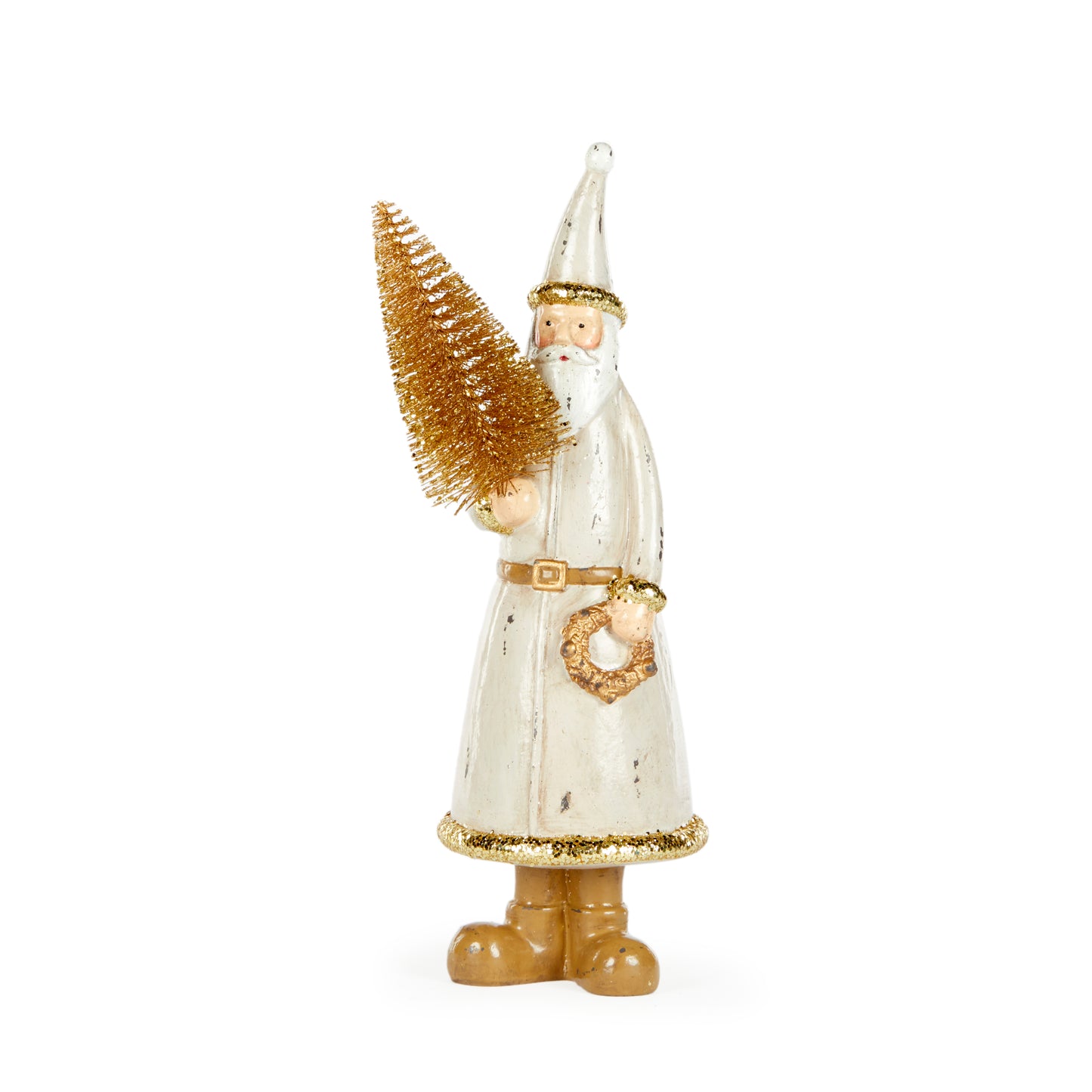 22.5 Cm Gold Santa With Tree