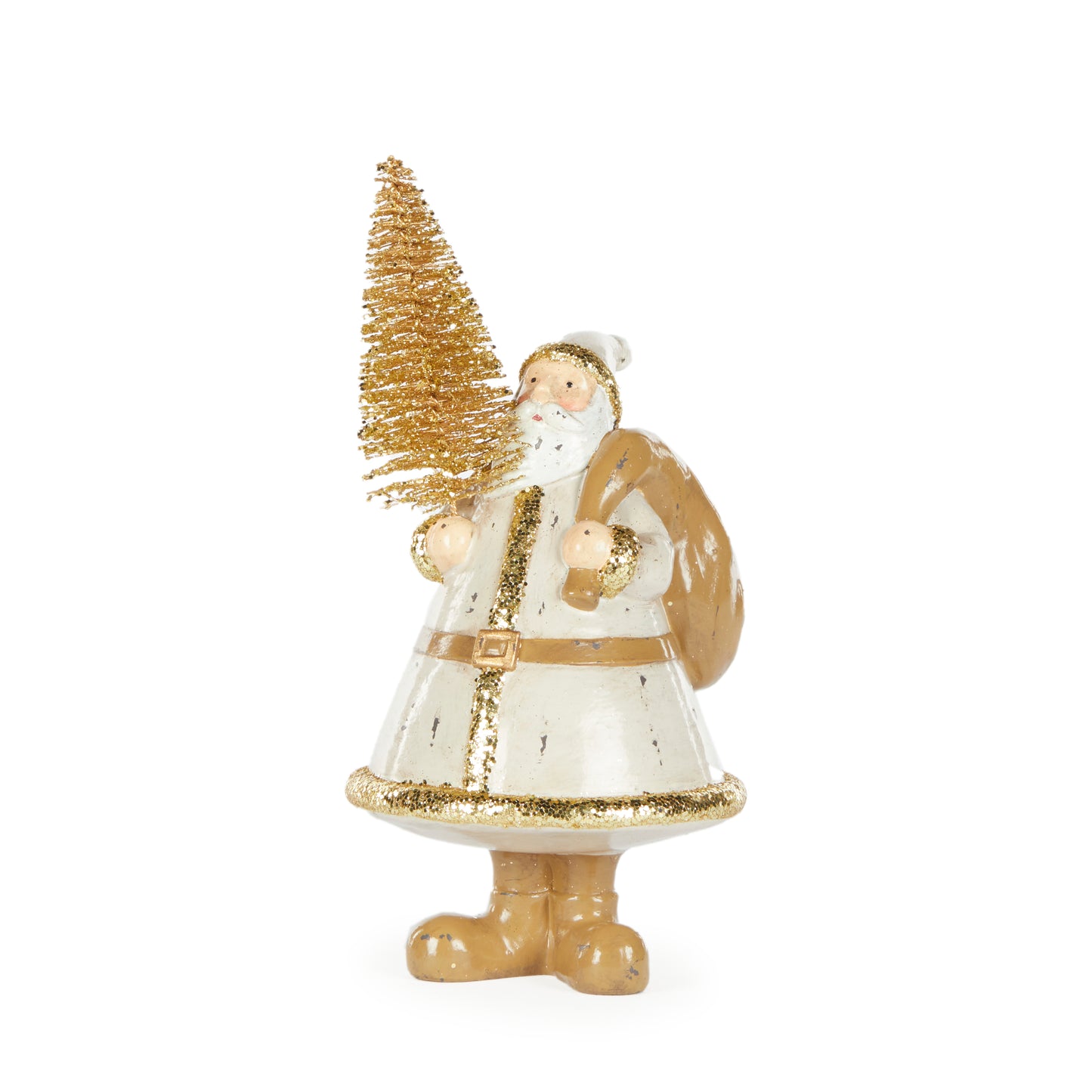 20 Cm Gold Santa With Tree