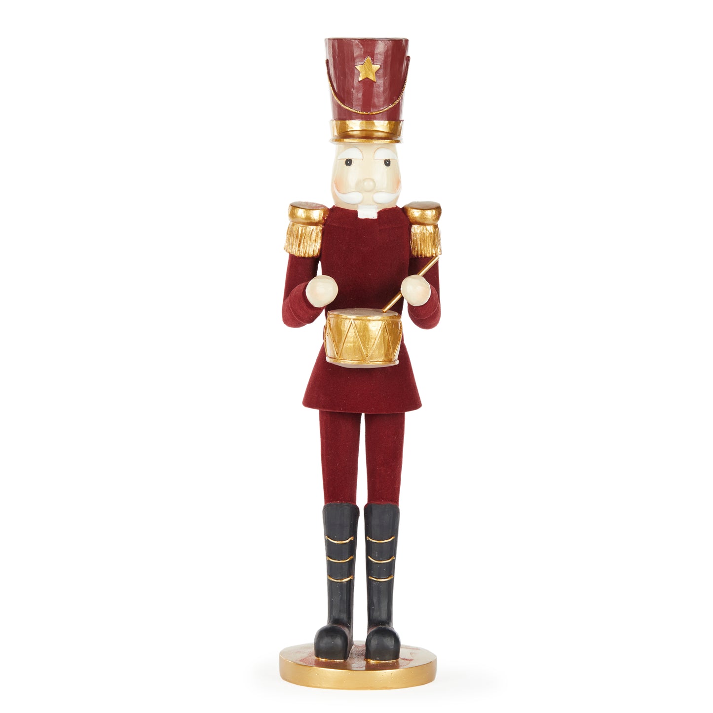 47 Cm Burgundy Velvet Drummer Boy