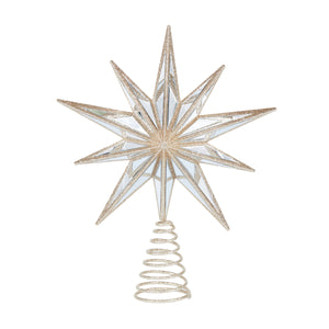 9 Point Mirrored Tree Topper Star Champagne
