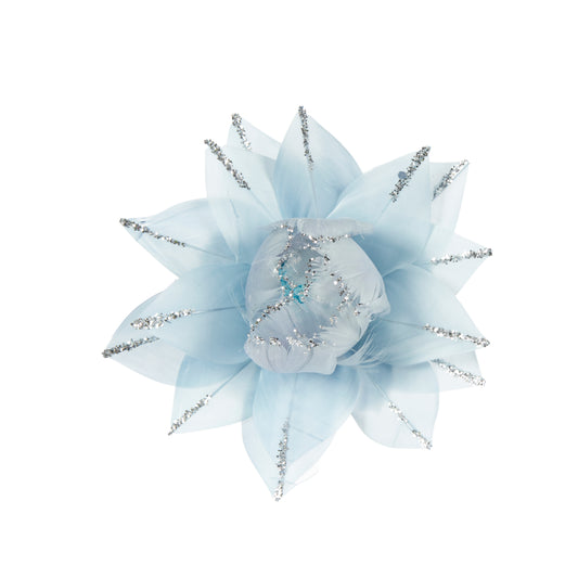 Snowy Blue Leaf Flower Clip