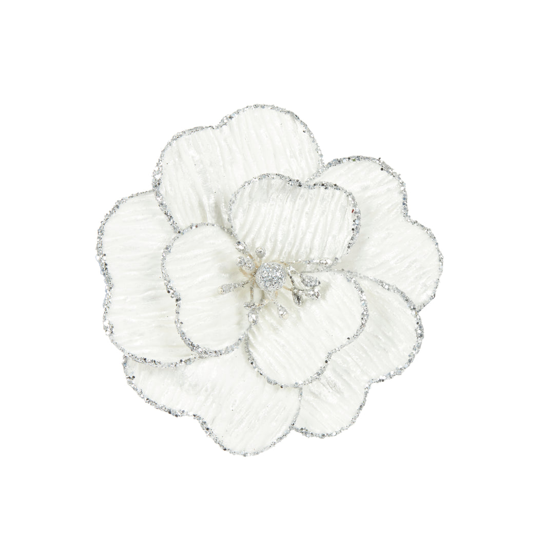 White Fabric Clip Flower