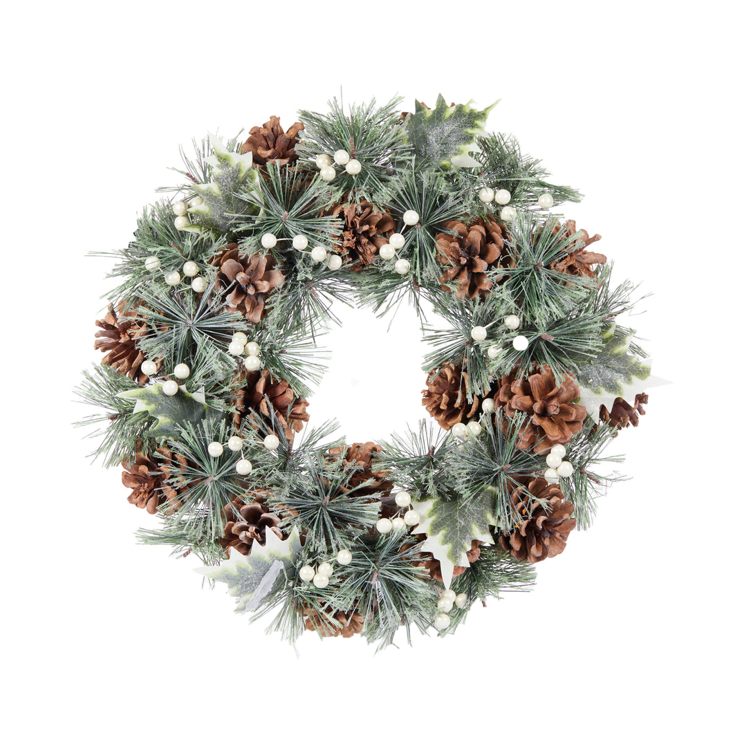 33 Cm Evergreen Wreath With Pearls