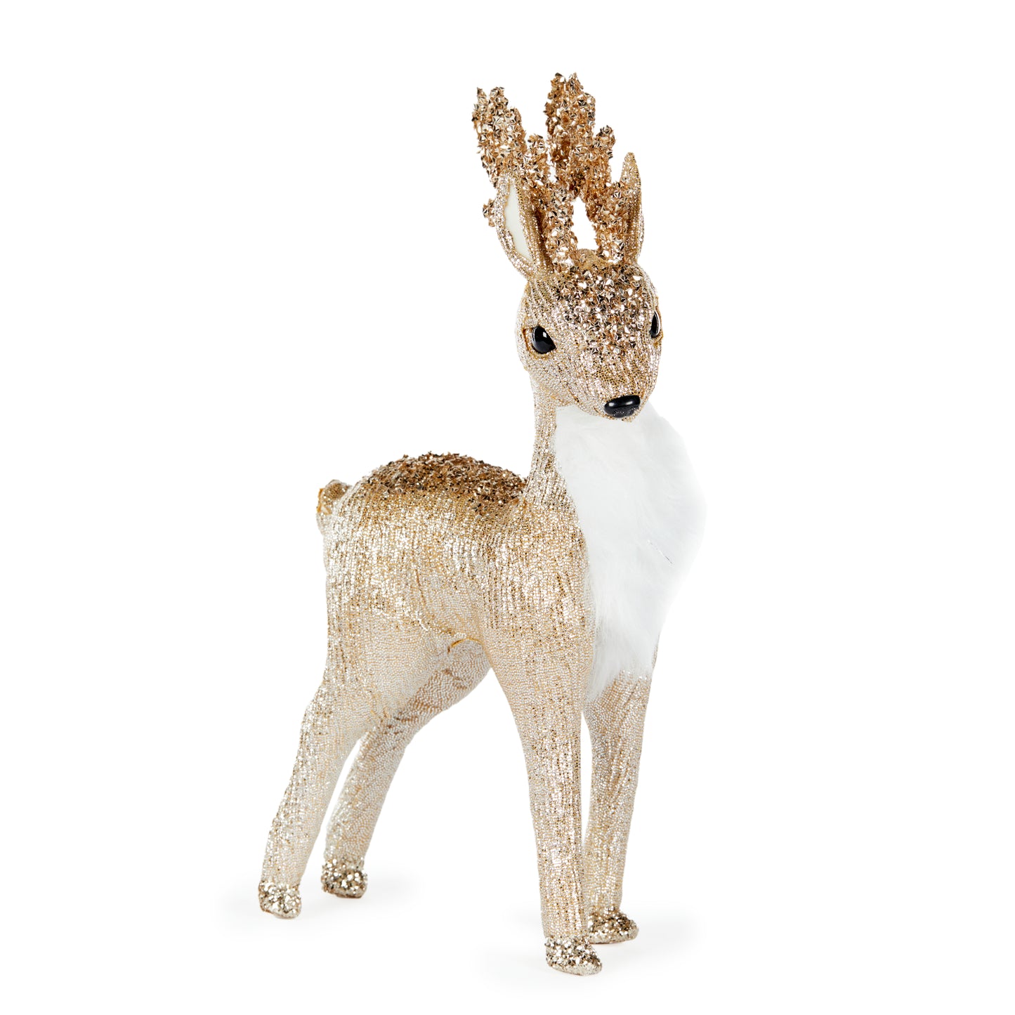 37 Cm Standing Fabric Reindeer Champagne