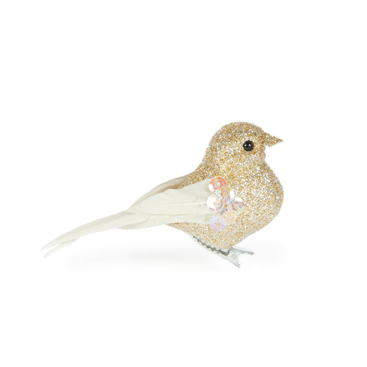 Mini Champagne Glitter Clip Bird