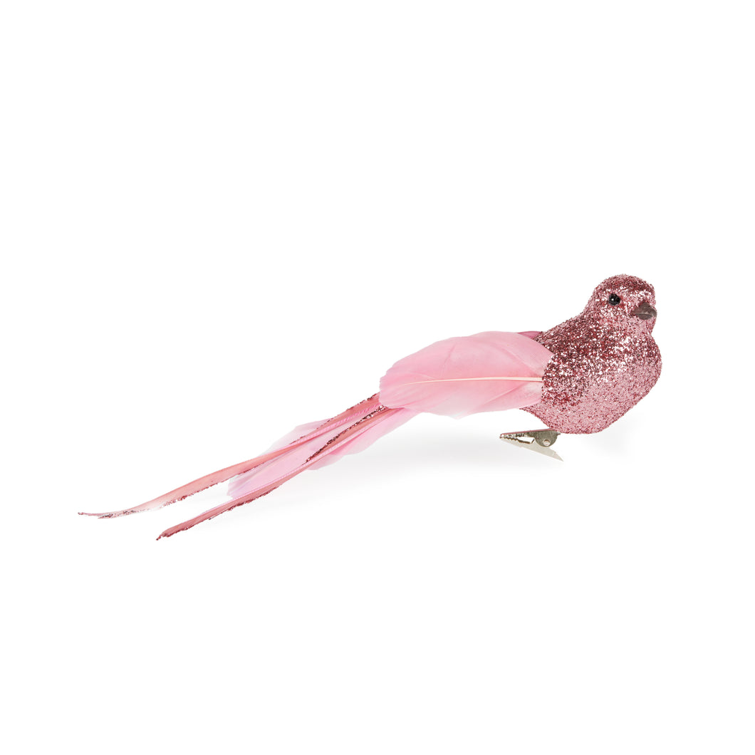 Bright Pink Feather Clip Bird