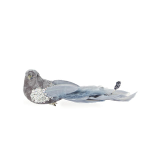 Snowy Blue Velvet Clip Bird