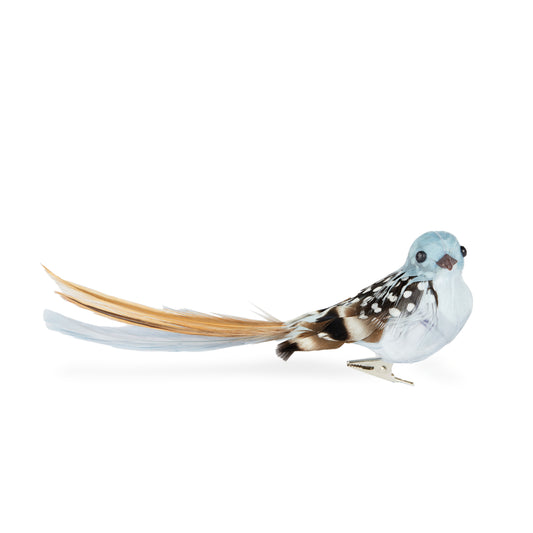 Snowy Blue Feather Clip Bird