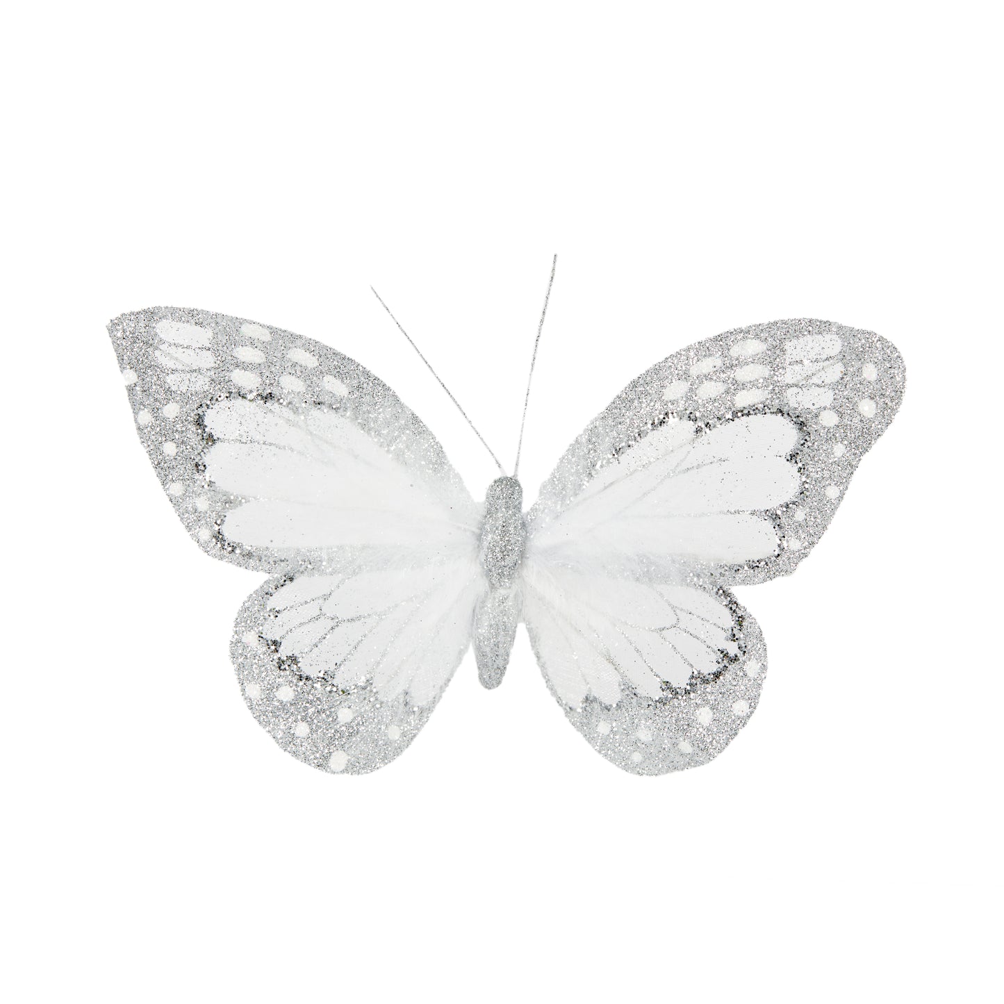 Silver Glitter Butterfly Clip Bird