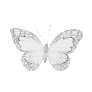 Silver Glitter Butterfly Clip Bird