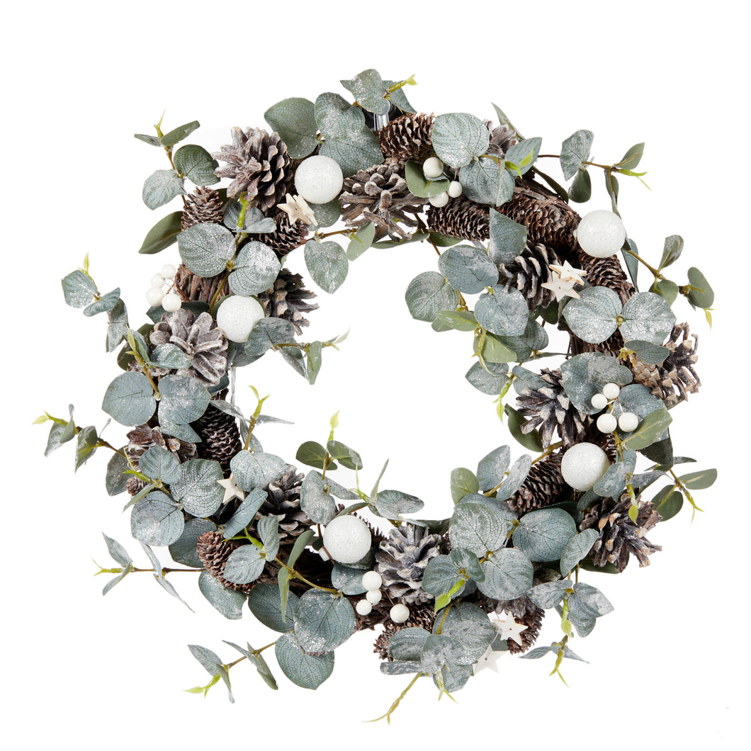 40 Cm Snowy Eucalypt Wreath
