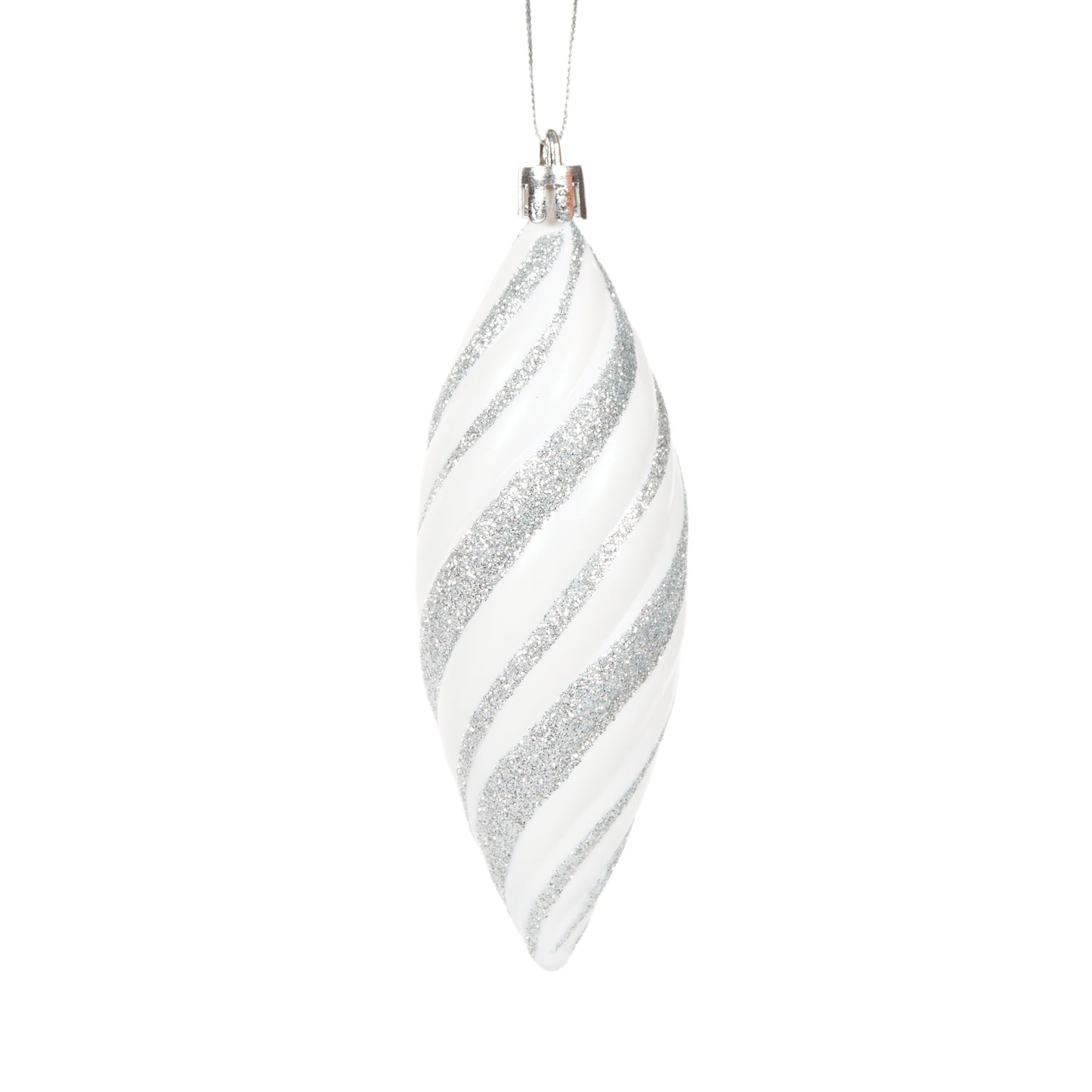 Silver Glitter Drop Bauble