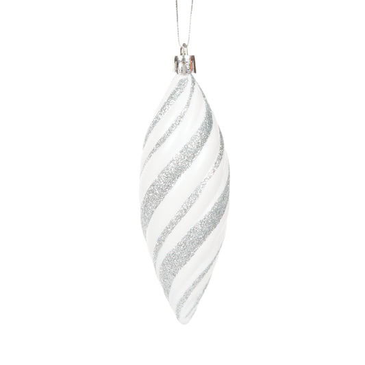 Silver Glitter Drop Bauble