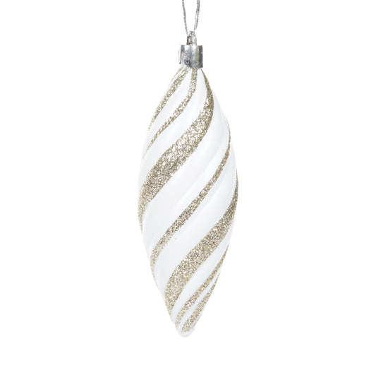 Champagne Glitter Swirl Drop Bauble