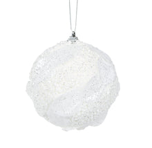 Load image into Gallery viewer, White Glitter Leaf Bauble
