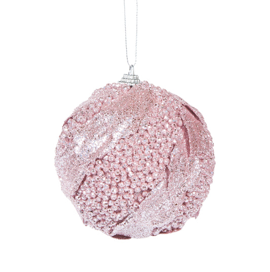 Pink Glitter Leaf Bauble