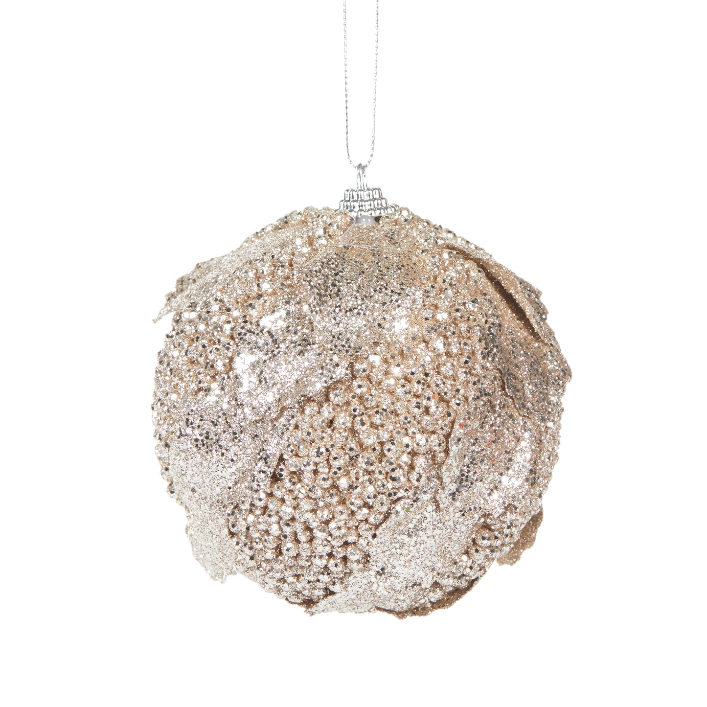 Champagne Glitter Leaf Bauble