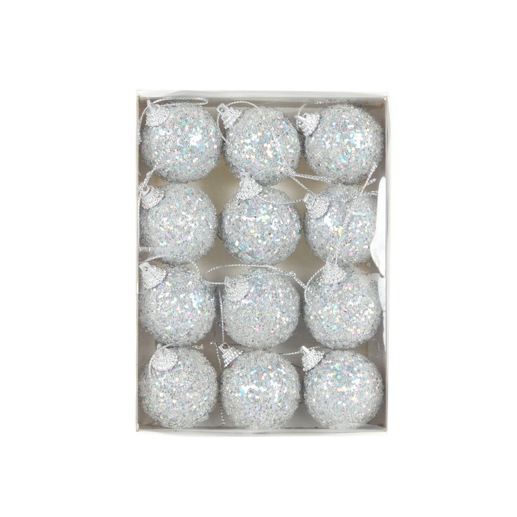Mini Silver Sugar Baubles 12Pk