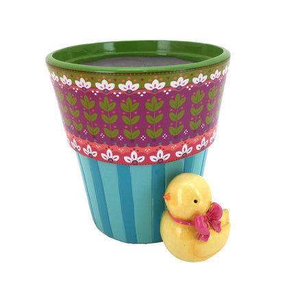 PINK & BLUE FLOWER POT