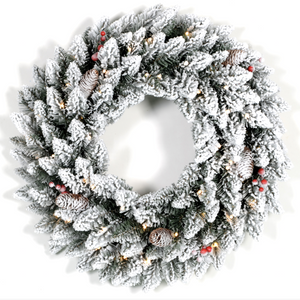 60 Cm Aspen Fir Snow Wreath - 50 Led