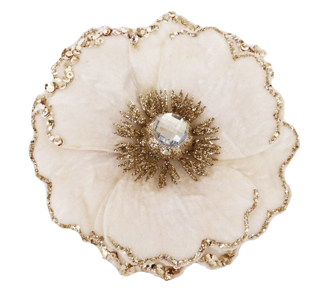 IVORY AND GLITTER CLIP FLOWER